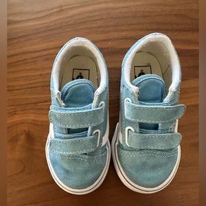 Baby Blue Suede Vans Toddler Velcro Shoes 7.5C